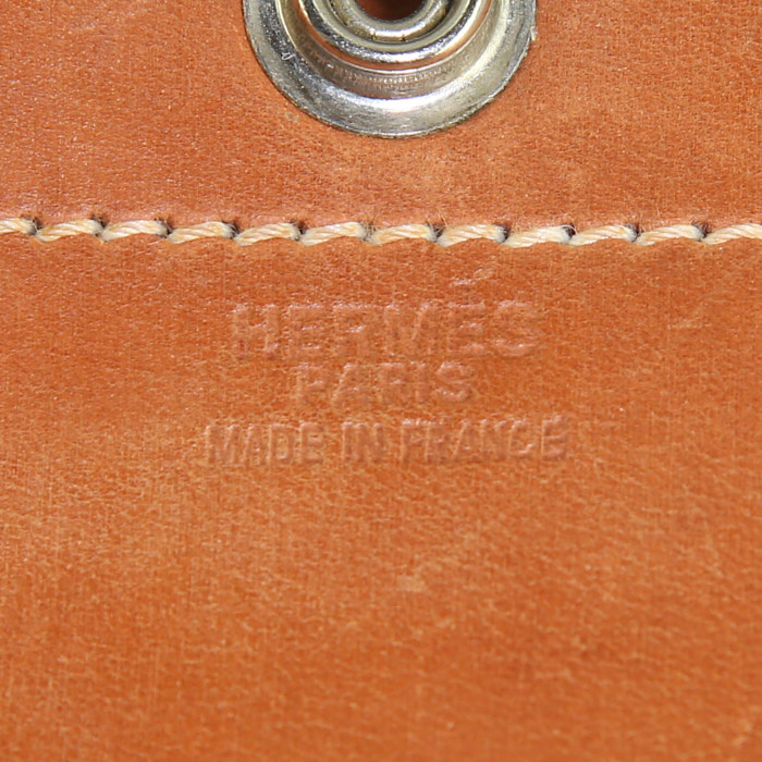 Mochila Hermès en cuero color coñac - Detail D3