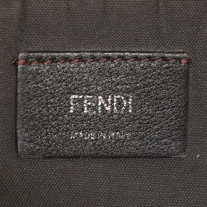 Bolso bandolera Fendi By the way en cuero marrón y caqui - Detail D4