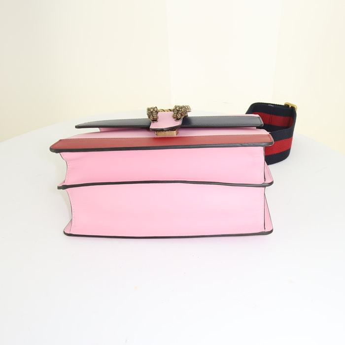 Gucci Dionysus handbag in pink, burgundy and navy blue leather - Detail D5