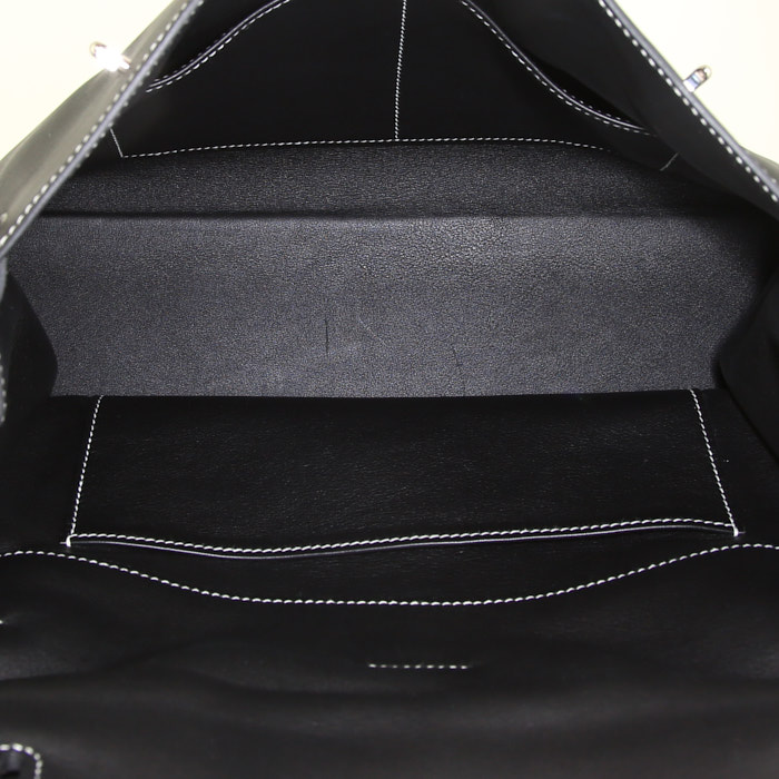 Sac à main Hermes Kelly Flat en cuir Swift noir - Detail D3