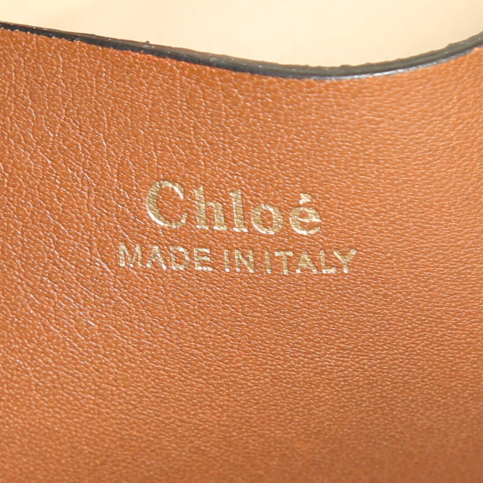 Sac porté épaule Chloé Hayley en daim vert-foncé et cuir marron - Detail D3