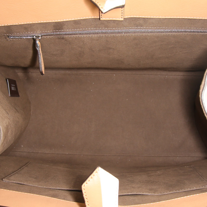 Sac cabas Fendi 3 Jours en cuir bicolore marron et beige-rosé - Detail D2