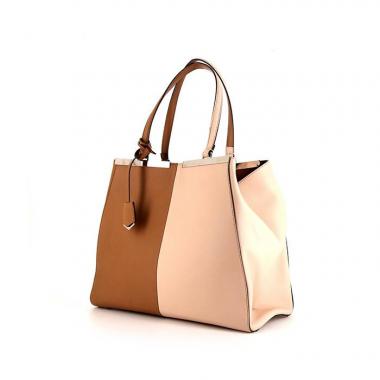 Bolso Cabás Fendi 3 Jours en cuero bicolor marrón y beige rosado