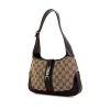 Gucci Jackie bag worn on the shoulder or carried in the hand in black leather and bicolor canvas - 00pp thumbnail