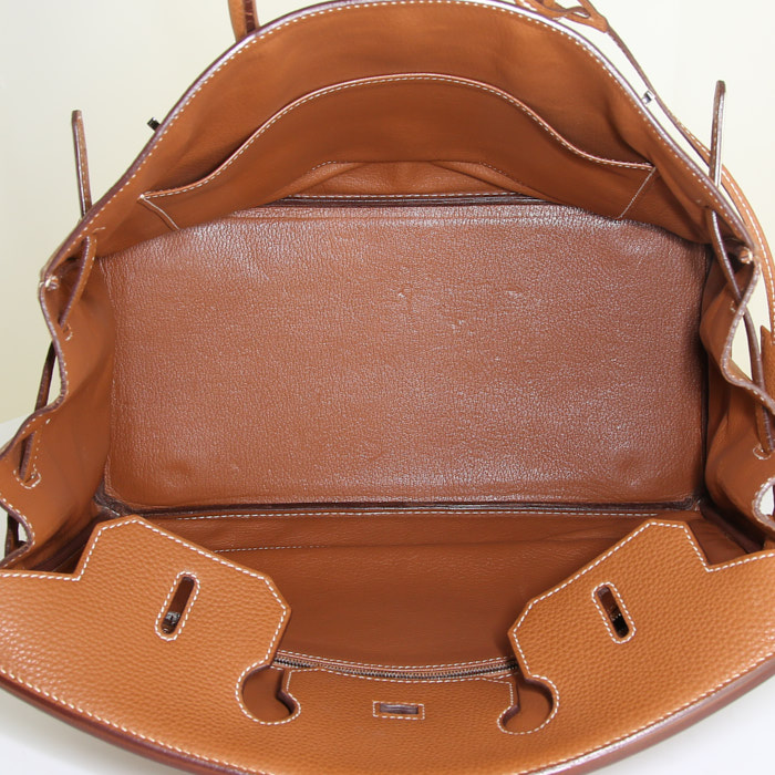 Hermes Birkin 35 cm handbag in gold togo leather - Detail D2