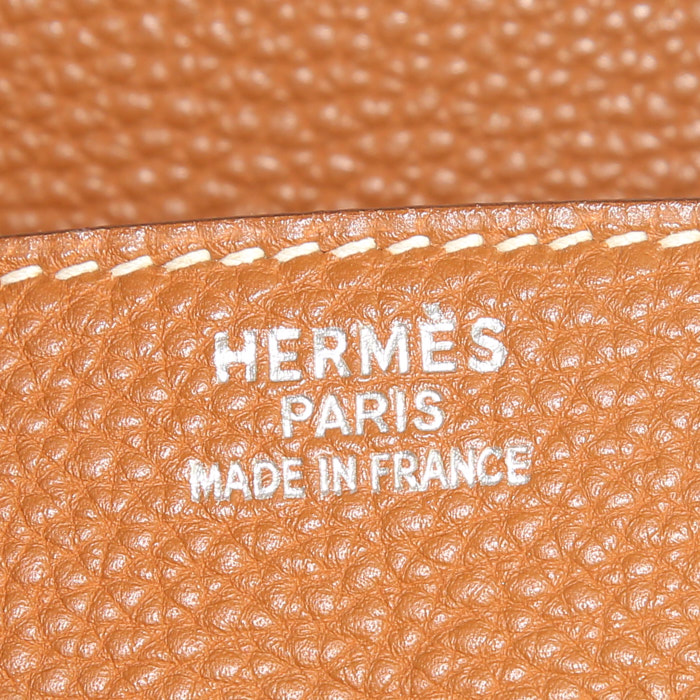 Hermes Birkin 35 cm handbag in gold togo leather - Detail D3