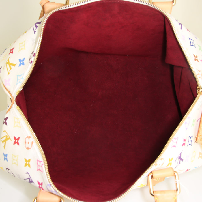 Borsa Louis Vuitton Keepall Editions Limitées in tela monogram multicolore e pelle naturale - Detail D2