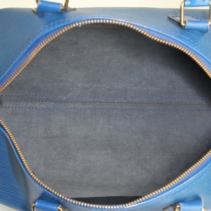 Borsa Louis Vuitton Speedy 30 in pelle Epi blu - Detail D2