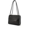 Chanel Vintage bag in black chevron quilted leather - 00pp thumbnail