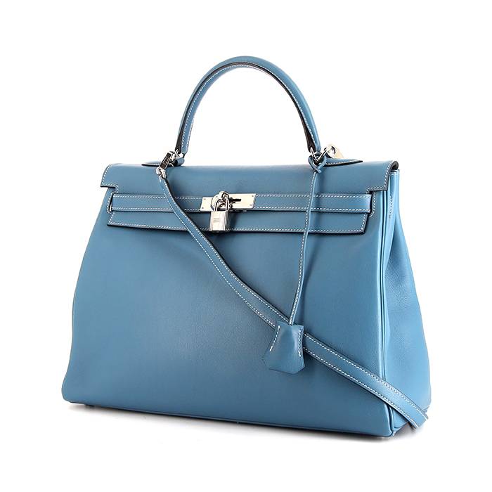 Gorgeous Kelly Flat 35 in Blue Jean Swift leather with Silver hardware.  😇💙 A simple yet elegant handbag. Its casual appearance is both charming  and, By Ginza Xiaoma