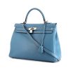 Hermes Kelly 35 cm handbag in light blue Swift leather - 00pp thumbnail