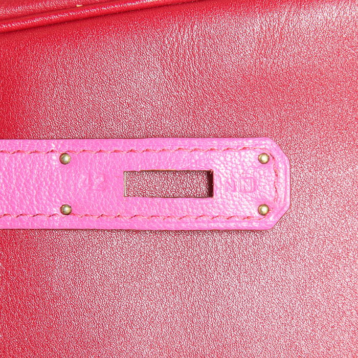 Bolso de mano Hermes Kelly 35 cm en cuero box rojo - Detail D5