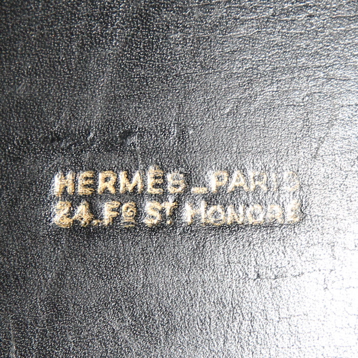 Sac à main Hermes Mangeoire en cuir box noir - Detail D3