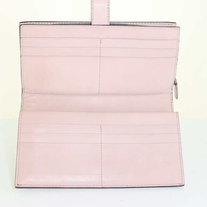 Portafogli Bottega Veneta in pelle intrecciata beige rosato - Detail D2