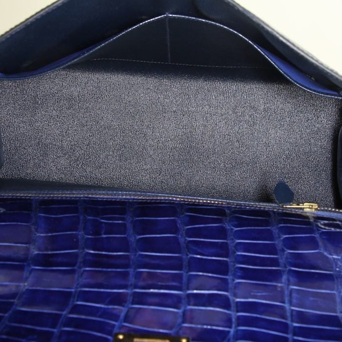 Borsa Hermes Kelly 32 cm in alligatore Bleu Saphir - Detail D3