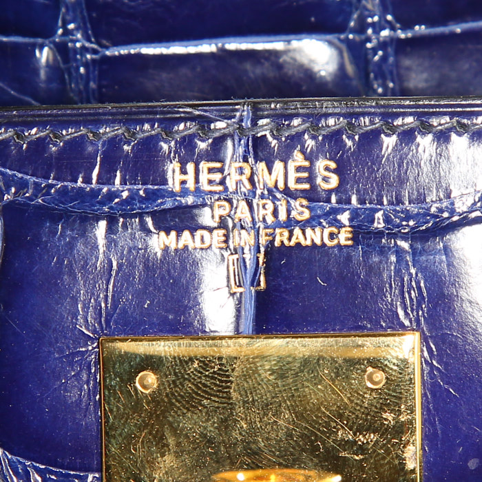 Bolso de mano Hermes Kelly 32 cm en aligátor Bleu Saphir - Detail D4