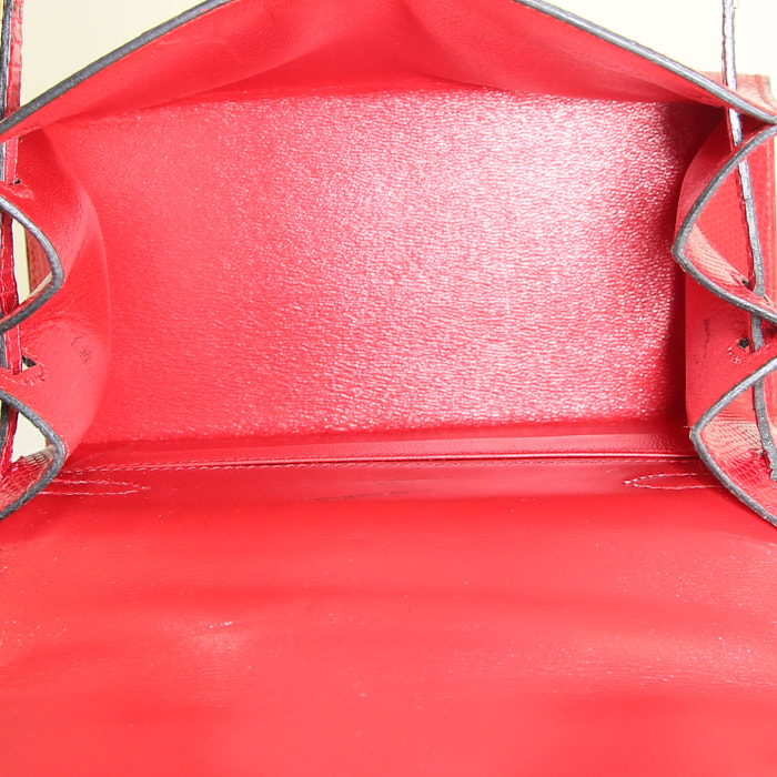 Borsa Hermès Kelly 20 cm in lucertola rosso Braise - Detail D3