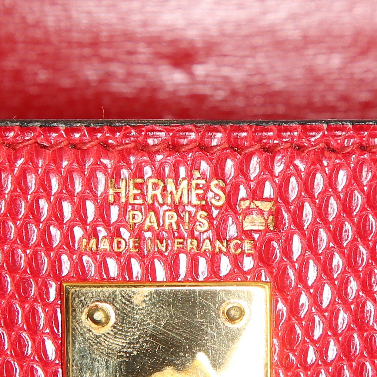 Hermès Kelly 20 cm handbag in red Braise lizzard - Detail D4