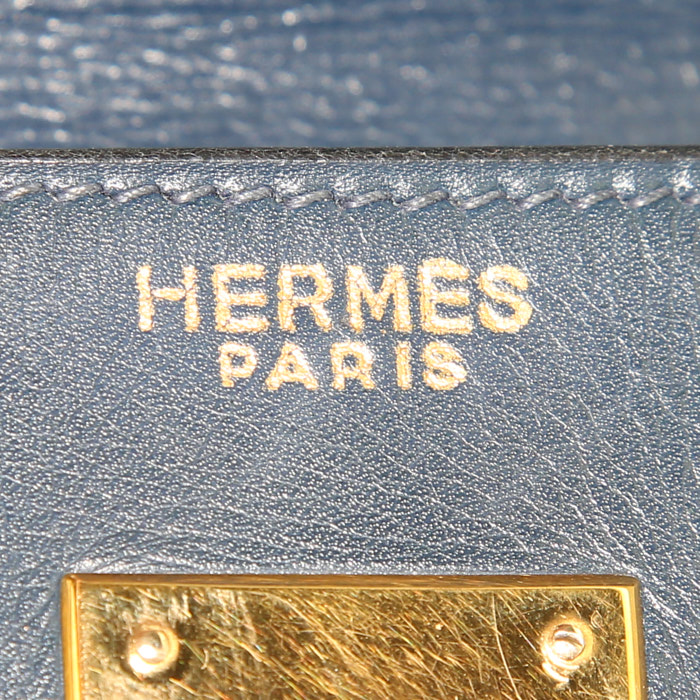 Borsa Hermès Kelly in pelle box blu marino - Detail D3