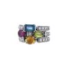 Articulated Bulgari Allegra large model ring in white gold,  diamonds and colored stones - 00pp thumbnail