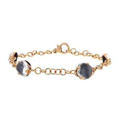 Bracelet Pomellato Capri en or rose,  onyx et cristal de roche