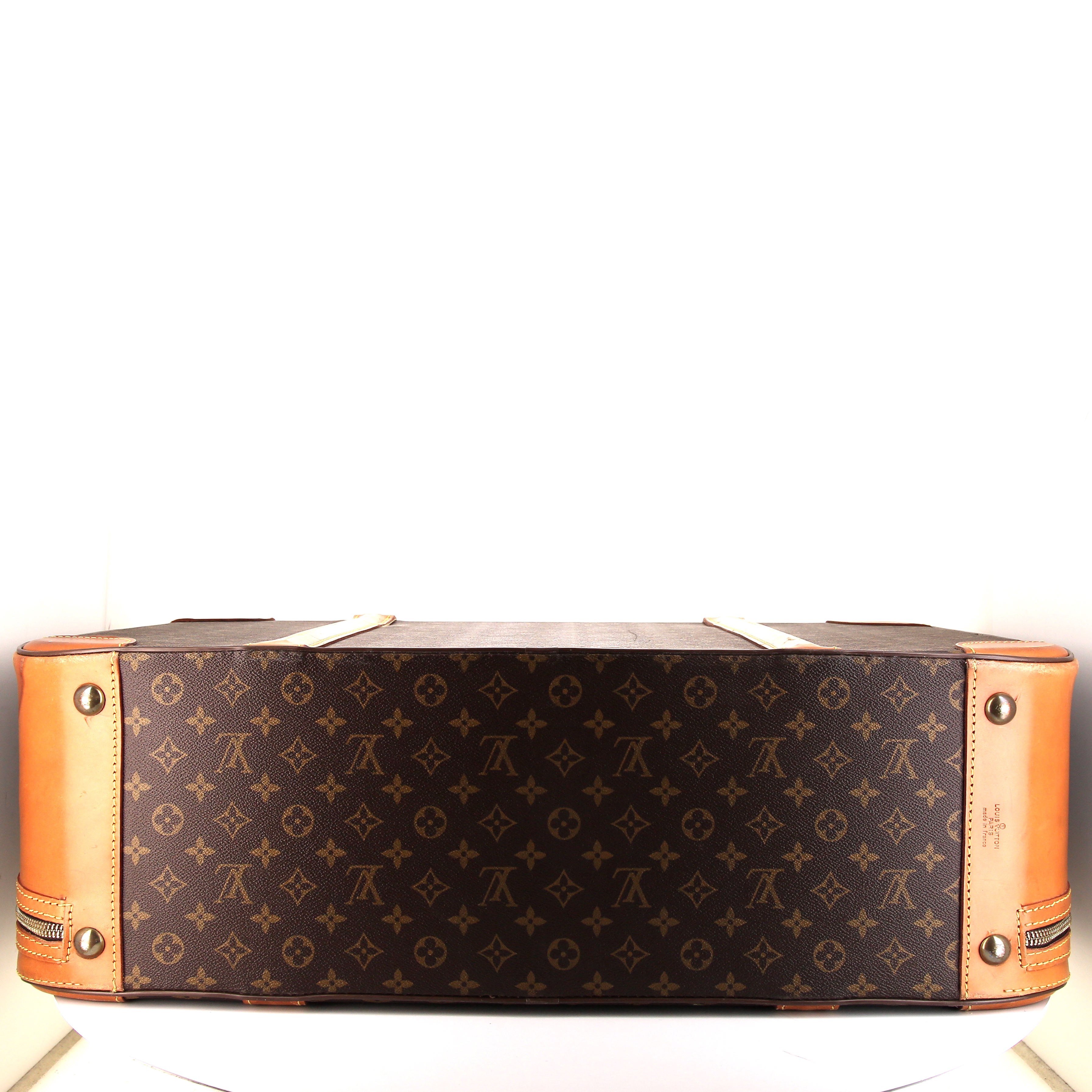 Maleta Louis Vuitton Airbus en lona Monogram marrón y cuero natural - Detail D4