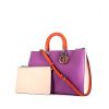 Dior Diorissimo large model handbag in cream color leather and purple leather - 00pp thumbnail