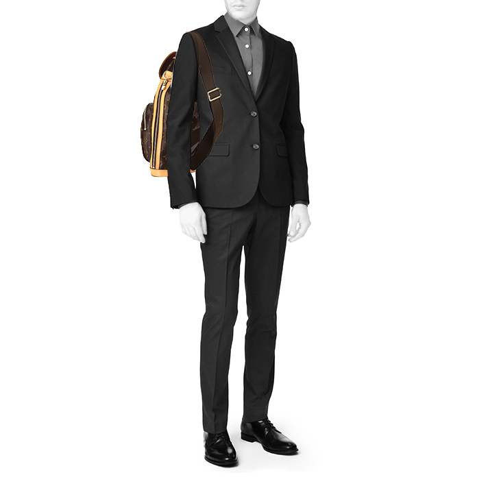 Louis Vuitton Bosphore backpack in brown monogram canvas and natural leather - Detail D1