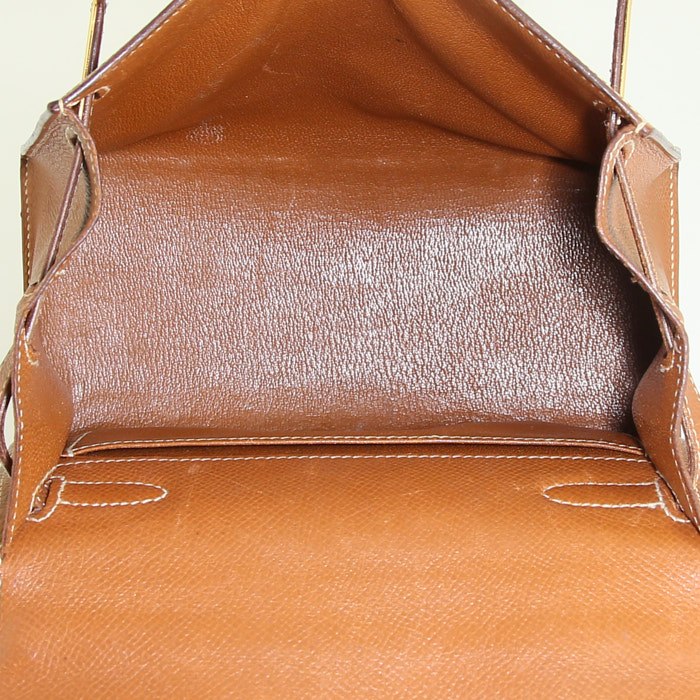 Bolso de mano Hermes Kelly 20 cm modelo pequeño en cuero Courchevel color oro - Detail D3