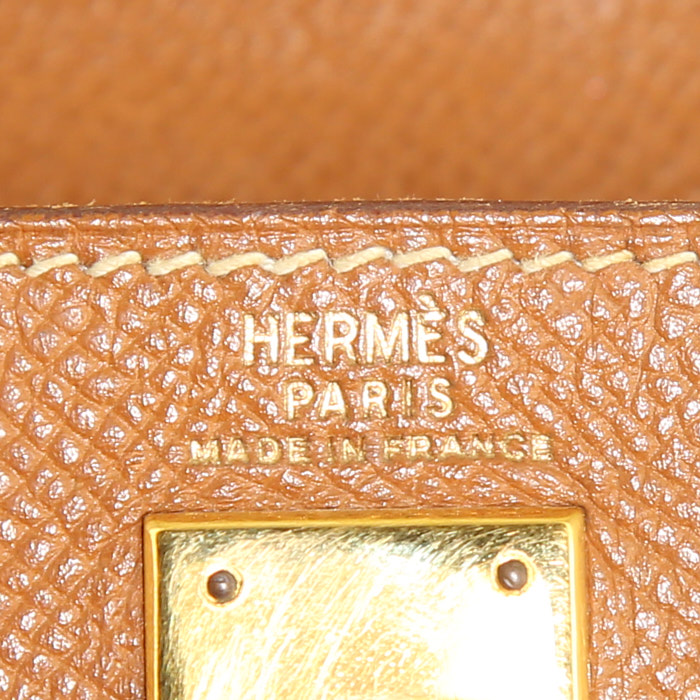 Bolso de mano Hermes Kelly 20 cm modelo pequeño en cuero Courchevel color oro - Detail D4