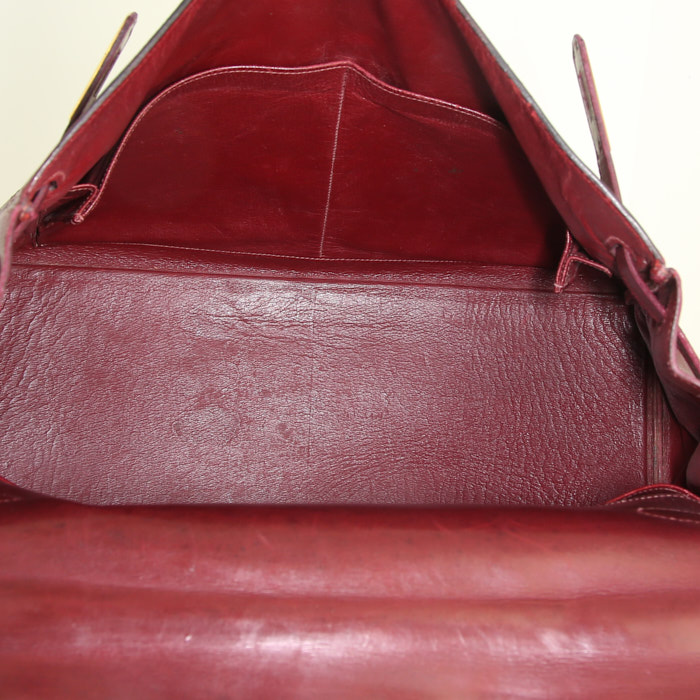 Sac à main Hermes Kelly 35 cm en cuir box bordeaux - Detail D2