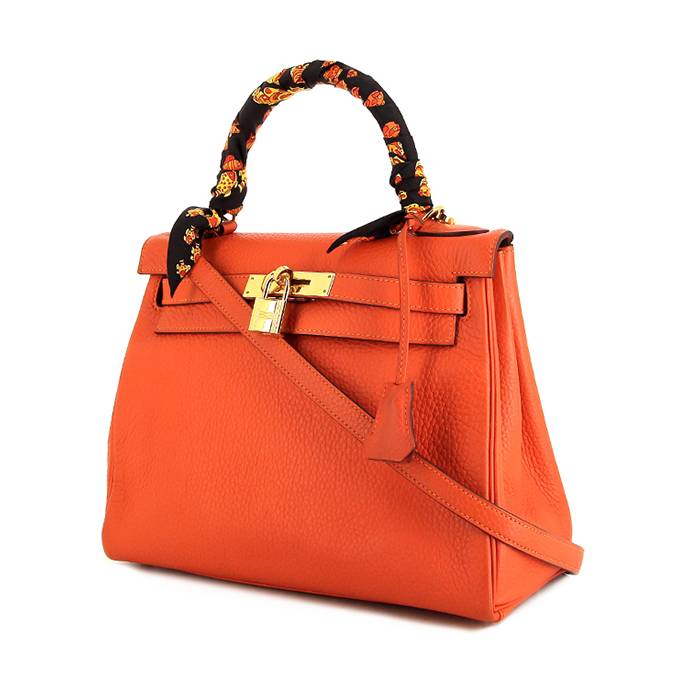 Hermes Kelly Handbag Orange Box Calf with Gold Hardware 28 Orange 217940174