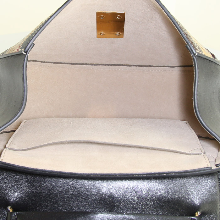 Borsa a tracolla Chloé Drew modello grande in pelle nera e pitone multicolore - Detail D2