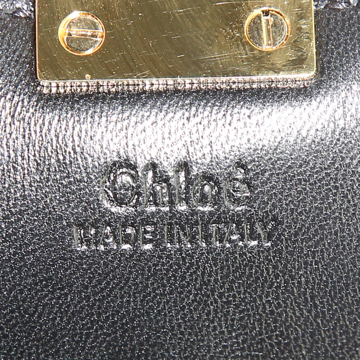 Chloé Drew large model shoulder bag in black leather and multicolor python - Detail D3