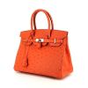Hermes Birkin 30 cm handbag in orange Sanguine ostrich leather - 00pp thumbnail