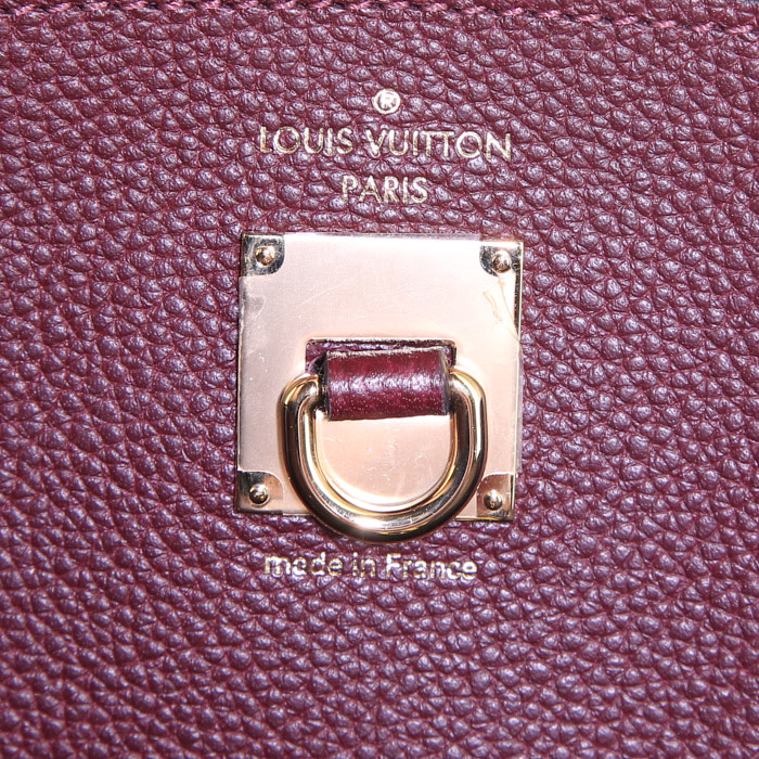 Louis Vuitton City Steamer medium model handbag in navy blue and burgundy grained leather - Detail D4