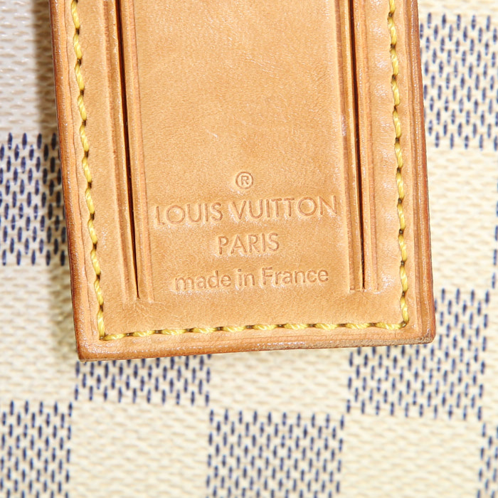 Shopping bag Louis Vuitton Saleya modello medio in tela a scacchi e pelle naturale - Detail D3
