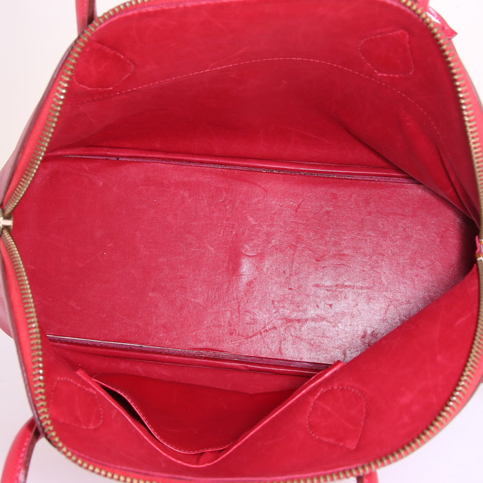 Hermes Bolide handbag in red Courchevel leather - Detail D2