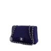 Chanel Timeless jumbo bag in blue quilted canvas - 00pp thumbnail