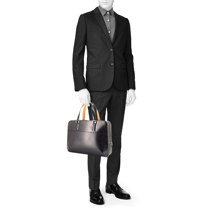 Louis Vuitton Mat Malden briefcase in blue monogram leather - Detail D1