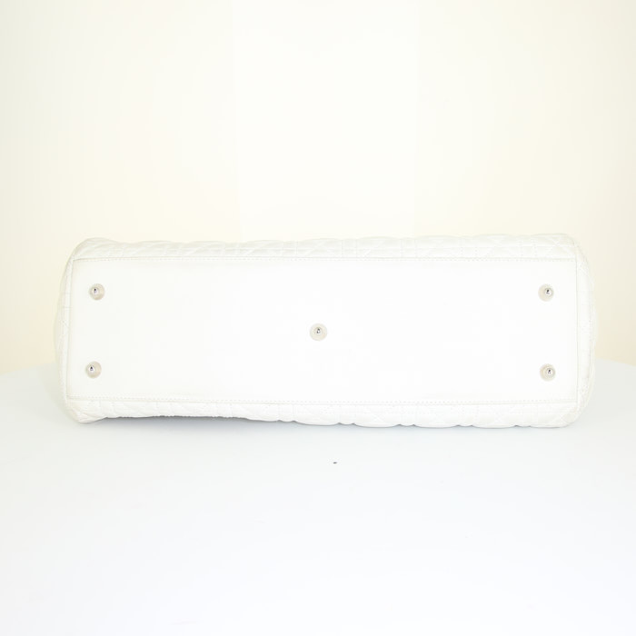 Bolso Dior en cuero acolchado blanco - Detail D4