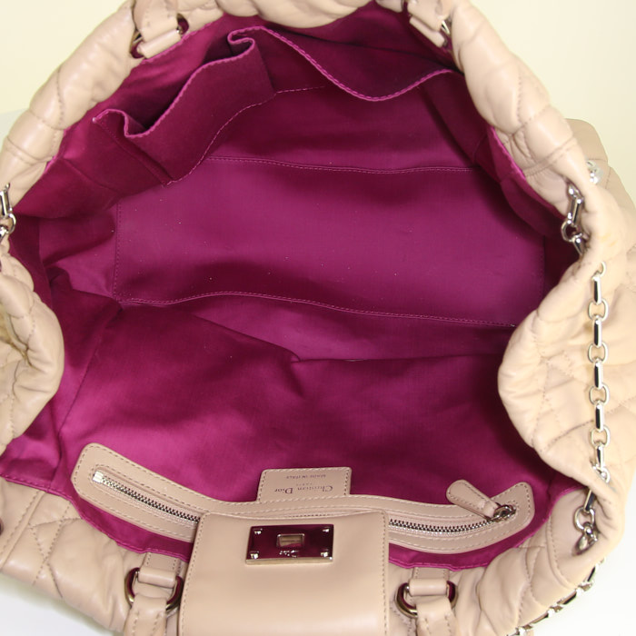 Sac à main Dior Milly La Forêt en cuir cannage beige - Detail D3