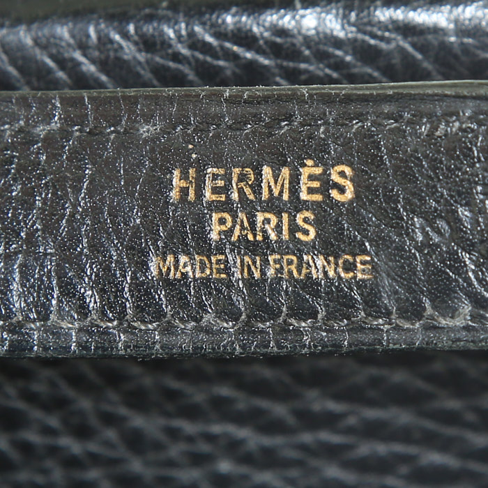 Hermès Matelot travel bag in black Fjord leather - Detail D3