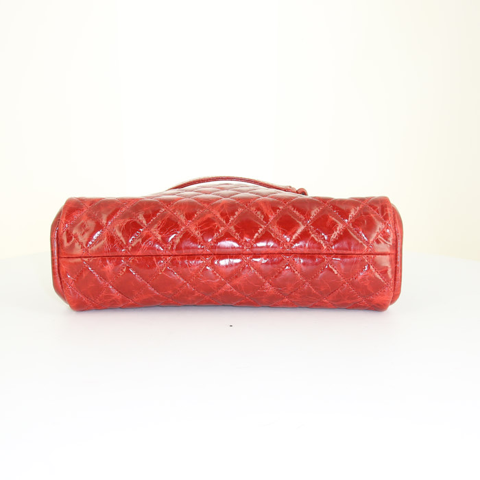 Chanel Just Mademoiselle handbag in red quilted leather - Detail D4