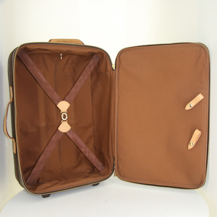 Valigia Louis Vuitton in tela monogram e pelle naturale - Detail D2