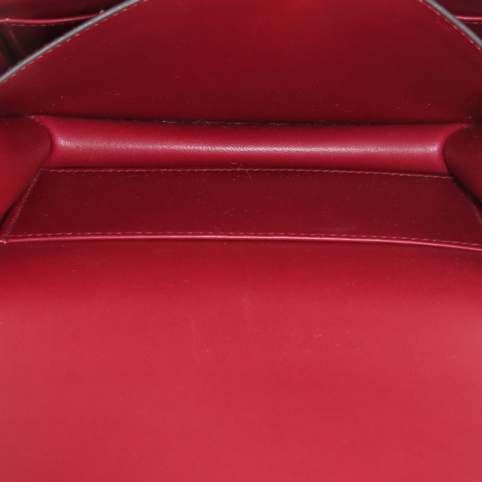 Sac bandoulière Hermes Constance mini en cuir epsom rouge Grenat - Detail D3