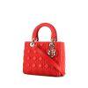 Dior Lady Dior medium model handbag in red quilted leather - 00pp thumbnail