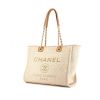 Shopping bag Chanel Deauville in tela beige e pelle beige - 00pp thumbnail