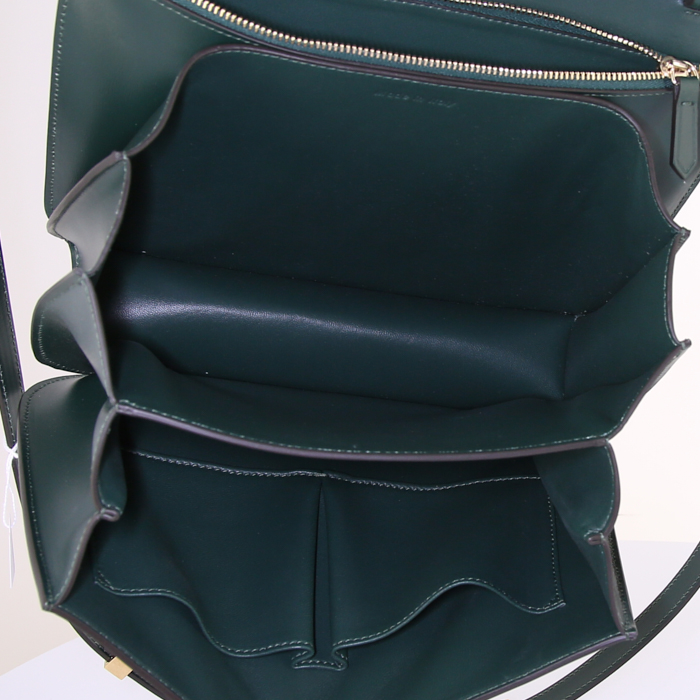 Borsa a tracolla Celine Classic Box in pelle box verde - Detail D2