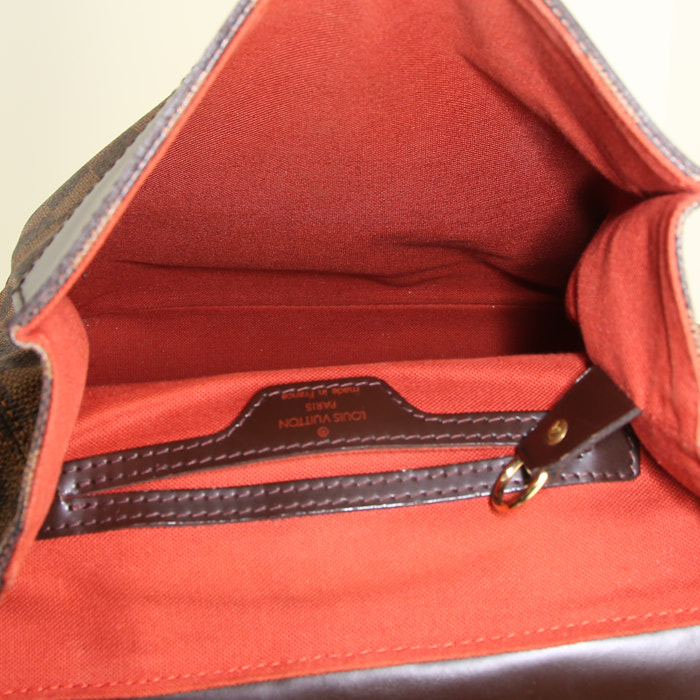 Louis Vuitton Soho backpack in ebene damier canvas and brown leather - Detail D2